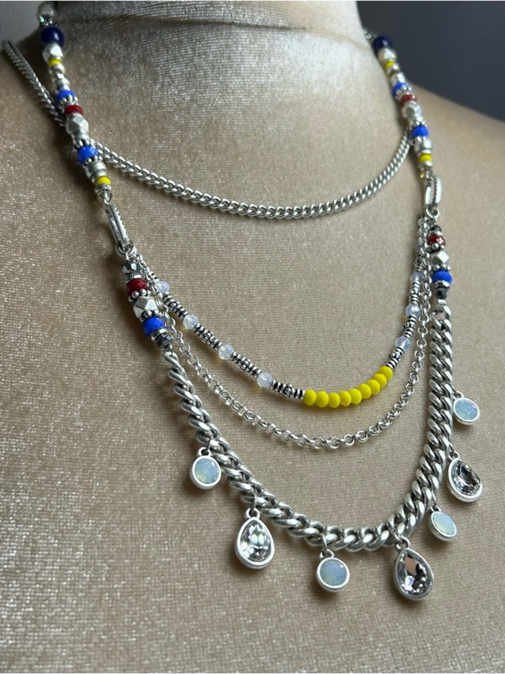 Premier Designs Layered Silver Necklace tone necklace